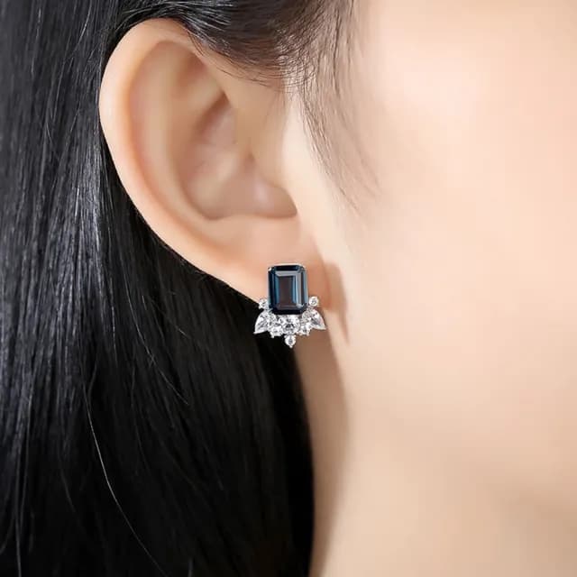 【巴黎精品】現貨+預購 鋯石耳環925純銀耳針(歐美氣質倫敦藍彩色寶石女飾品v1aa40)