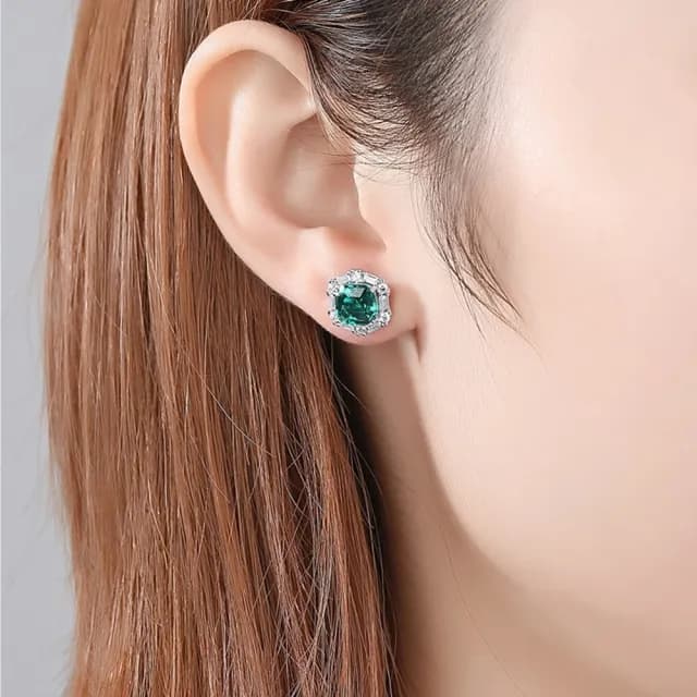 【巴黎精品】現貨+預購 鋯石耳環925純銀耳針(時尚氣質祖母綠寶石女飾品v1aa49)
