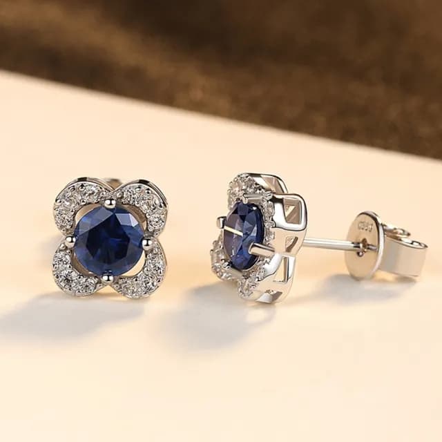 【巴黎精品】現貨+預購 鋯石耳環925純銀耳針(韓風簡約花朵藍女飾品v1aa70)