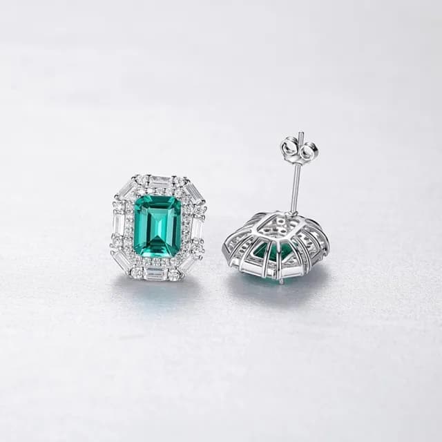 【巴黎精品】現貨+預購 鋯石耳環925純銀耳針(氣質優雅祖母綠寶石女飾品v1aa76)