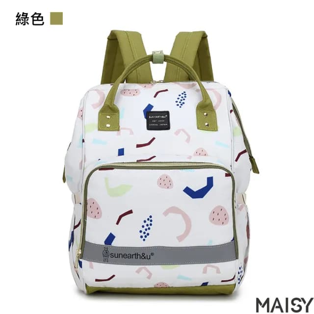 【MAISY】情人節禮物 日系塗鴉風格大容量媽咪包(現+預  粉色／綠色／灰色／藍色／黃色)