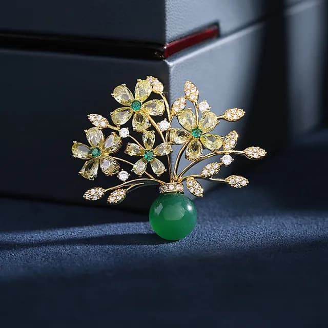 【巴黎精品】情人節禮物 現貨+預購 胸針花籃胸花(仿瑪瑙鋯石復古別針女飾品2色p1ao86)