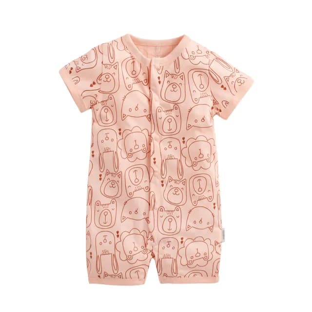 【Baby 童衣】短袖連身衣 滿印前開扣兔裝 22007(嬰兒服 寶寶服 童裝)
