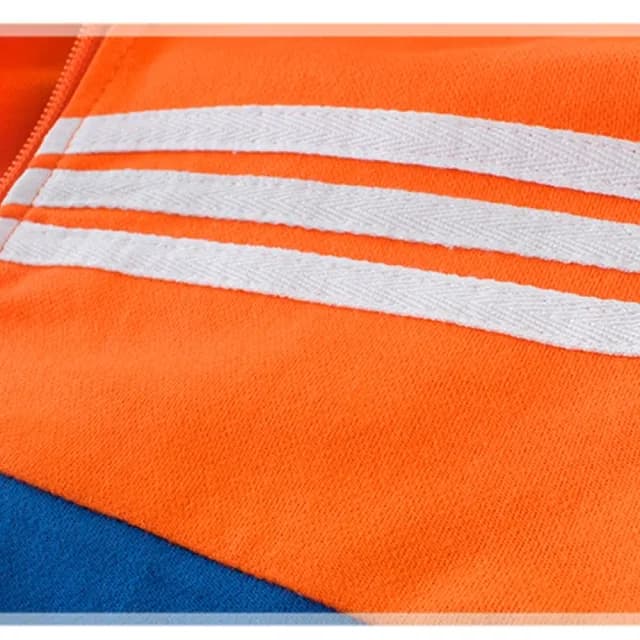 【橘魔法】拚色條紋毛圈連帽拉鍊長袖外套+運動長褲(套裝 大童 男童 女童 兒童 童裝)