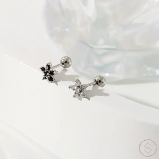 【SPANCONNY 飾品控】花鑽 醫療鋼單鎖耳環