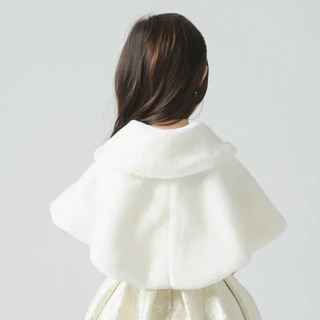 【橘魔法】紗質蝴蝶結毛絨斗篷披肩(花童 斗篷 禮服搭配 童裝 兒童 婚禮 大童 女童 全家福攝影 保暖)