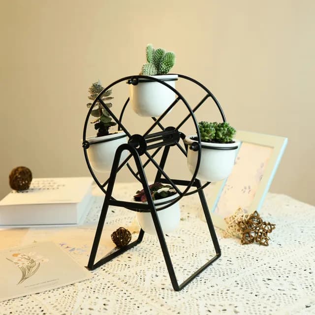 【園藝蒔光】摩天輪花器(花盆 花架 盆栽 多肉 白瓷 觀葉植物)