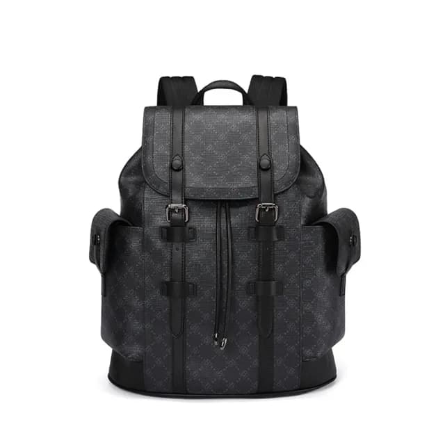 【米蘭精品】現貨+預購 後背包皮革雙肩包(印花潮流時尚大容量男包包父親節情人節生日禮物74cv1)
