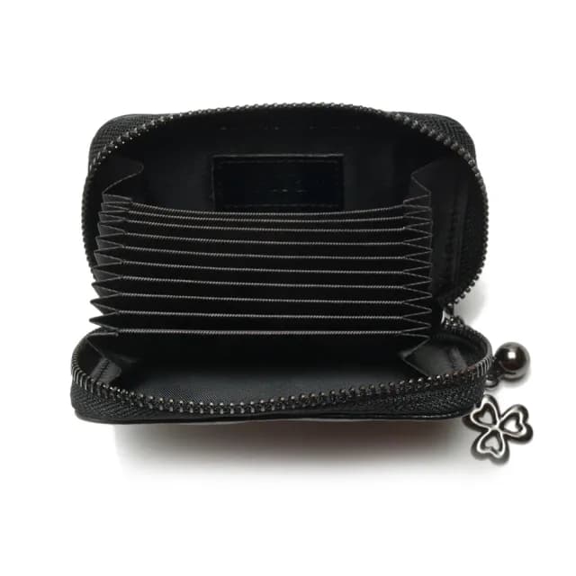 【2R 手工真皮】綿霜羊皮 Kerry 菱格設計多隔層零錢包 經典黑(皮夾)