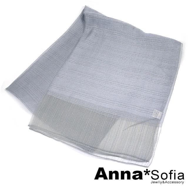 【AnnaSofia】真絲羊毛混紡大尺寸披肩絲巾圍巾-煥彩線絲 現貨(銀灰系)