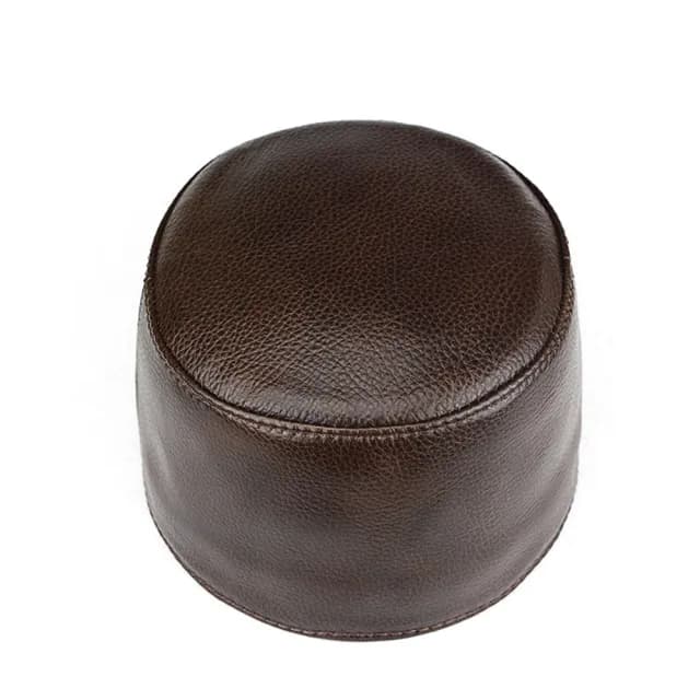 【巴黎精品】父親節禮物 盆帽水桶帽真皮皮帽(復古民族平頂牛皮交換禮物聖誕禮物送禮男女帽子2色v1at22)