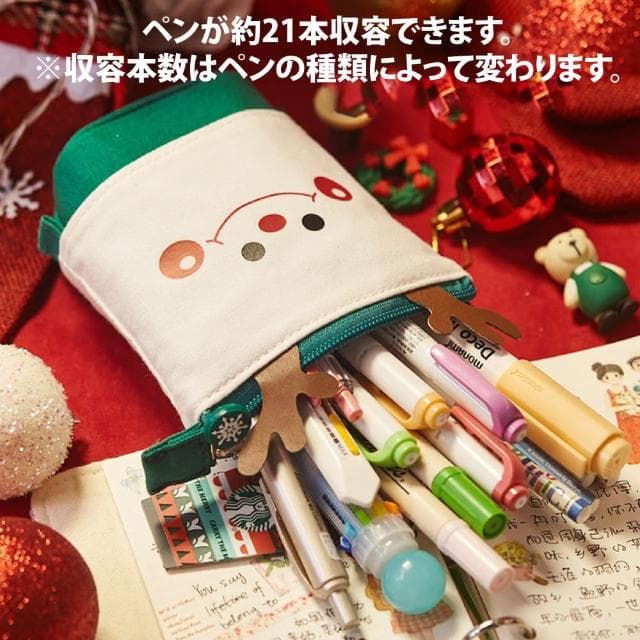 【Sayaka 紗彌佳】筆袋 小物包   筆袋 小收納包 季節限定麋鹿造型大容量伸縮設計多功能包(聖誕節 交換禮物)