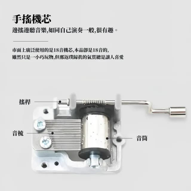 【旋音起舞】精雕木質手搖式音樂盒(復古 擺件 擺設 八音盒 玫瑰人生 節日禮物 手搖音樂盒 創意工藝品)