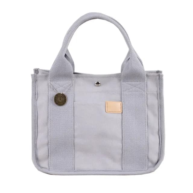 【米蘭精品】現貨+預購 手提包帆布托特包(多口袋好收納通勤休閒女包包母親節情人節生日禮物6色74cr8)