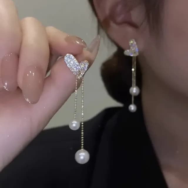 【NDM 南大門】一顆心盪呀盪  耳針穿式耳環耳釘耳骨環 耳飾925銀針(1對入)