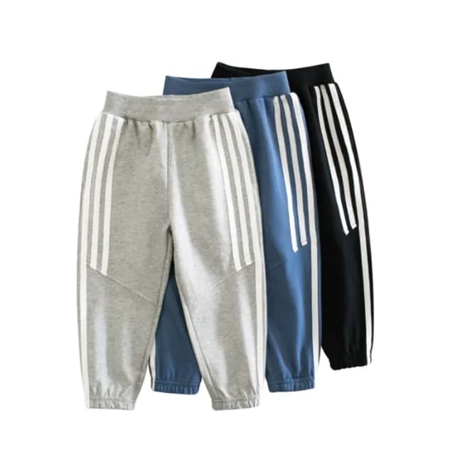 【橘魔法】三線條拼接毛圈棉運動褲(男童 長褲 棉褲 縮口褲 褲子 童裝 兒童)
