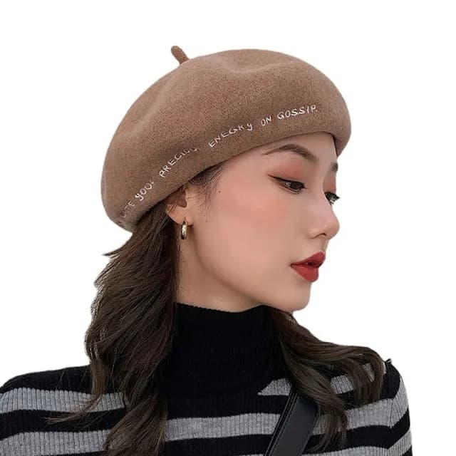 【巴黎精品】現貨+預購 羊毛貝雷帽畫家帽(保暖刺繡字母百搭男女帽子聖誕節情人節生日交換禮物5色p1aa72)