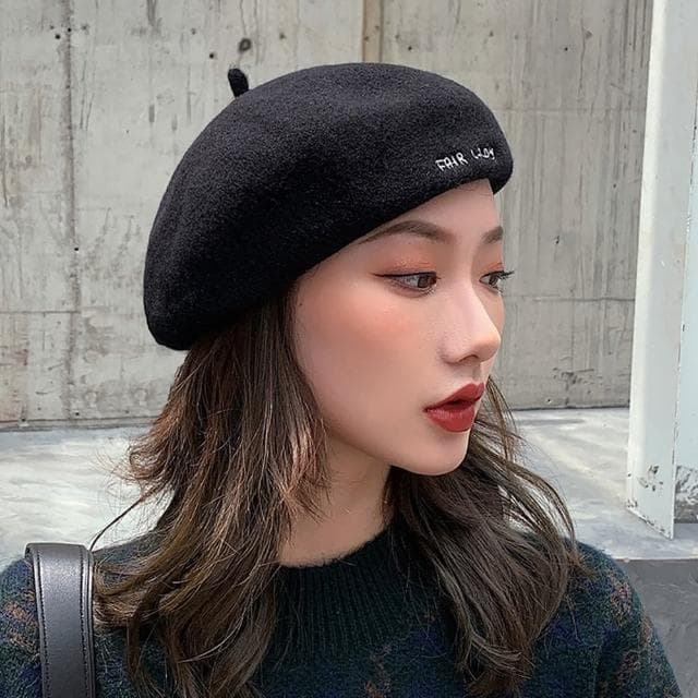 【巴黎精品】現貨+預購 羊毛貝雷帽畫家帽(保暖刺繡字母百搭男女帽子聖誕節情人節生日交換禮物5色p1aa72)