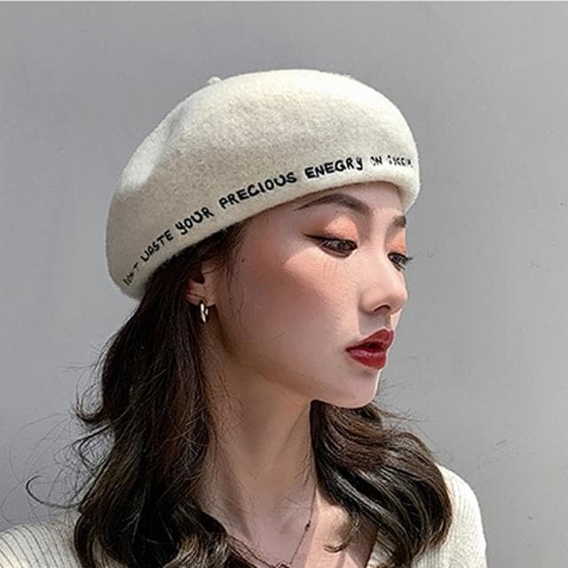 【巴黎精品】現貨+預購 羊毛貝雷帽畫家帽(保暖刺繡字母百搭男女帽子聖誕節情人節生日交換禮物5色p1aa72)