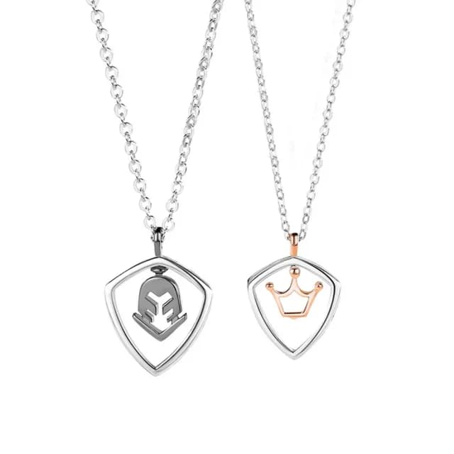 【米蘭精品】現貨+預購 925純銀項鍊情侶對鍊(公主與騎士簡約拋光生日聖誕節交換禮物74cj67)