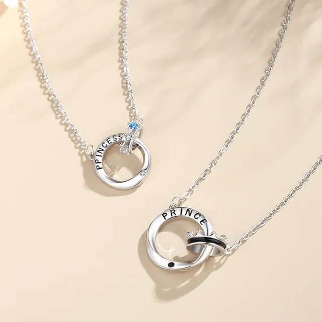 【米蘭精品】現貨+預購 925純銀項鍊情侶對鍊(加冕莫比雙環字母生日聖誕節交換禮物74cj27)
