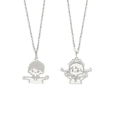 【米蘭精品】現貨+預購 925純銀項鍊情侶對鍊(兩小無猜可愛卡通生日聖誕節交換禮物74cj21)