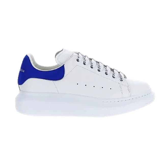 【ALEXANDER MCQUEEN】麥昆時尚 白色寶藍色尾小牛皮運動鞋(EU37、EU37.5、EU38、EU39)
