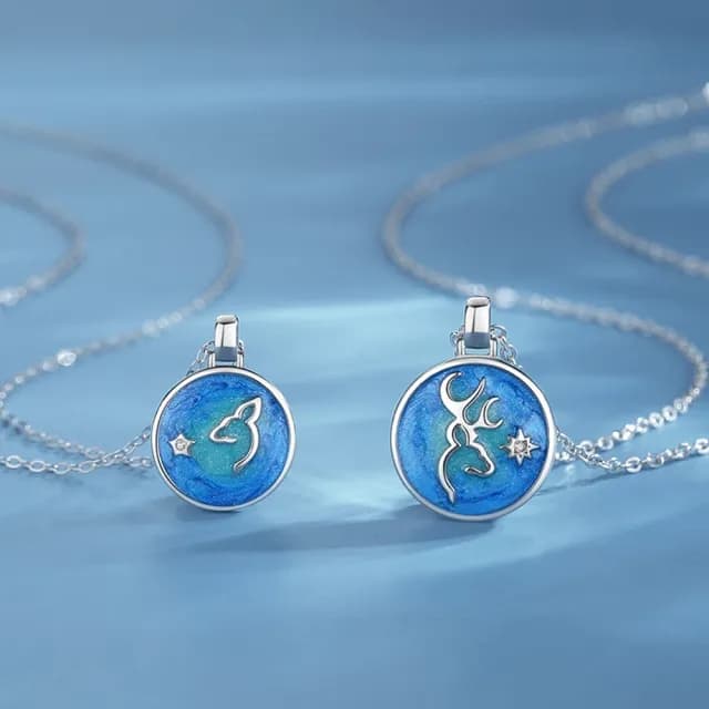【米蘭精品】現貨+預購 925純銀項鍊情侶對鍊(一鹿有你琺瑯鑲鑽生日聖誕節交換禮物74cj73)