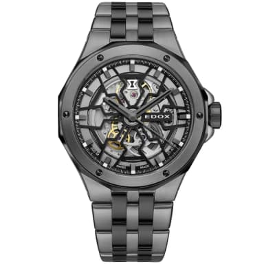 【EDOX 伊度】Delfin Mecano 魔幻巡洋 鏤空200米機械錶/43mm 送禮 禮物 推薦(E85303.357GNM.NGN)