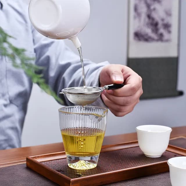 【PUSH!】品茗喝茶具日式不銹鋼茶漏器茶濾配底座茶道配件(茶漏套裝組大號T15)