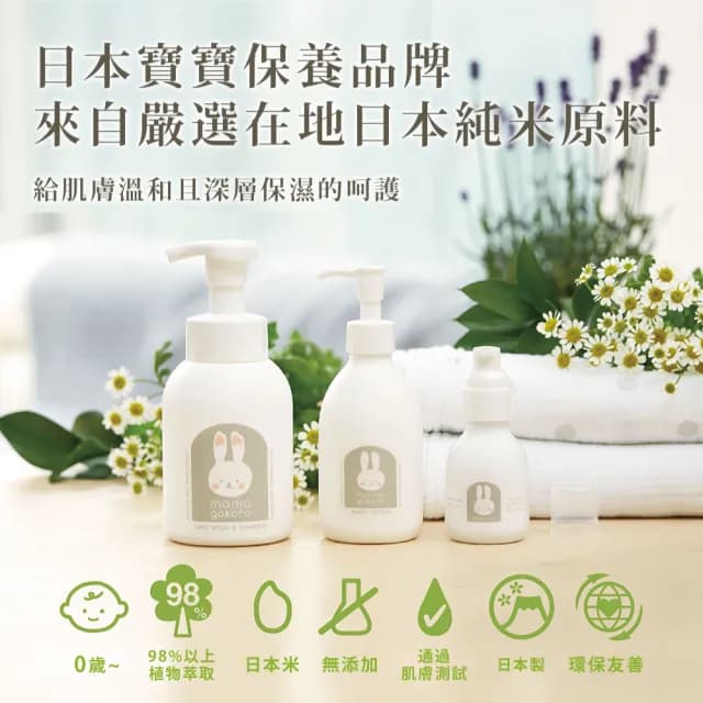 【Mamagokoro】嬰兒保濕植萃潤膚乳200ml(保濕/低敏配方/日本製)