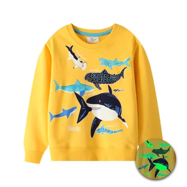 【橘魔法】夜光鯊魚總匯毛圈棉長袖上衣(衛衣 薄長袖 男童 兒童 童裝)