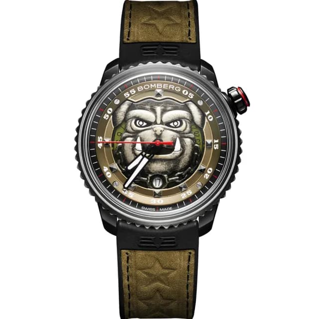 【BOMBERG】炸彈錶 BB-01龐克鬥牛犬 大三針機械錶-軍綠色/43mm 送禮 禮物 推薦(CT43APBA.32-1.11)