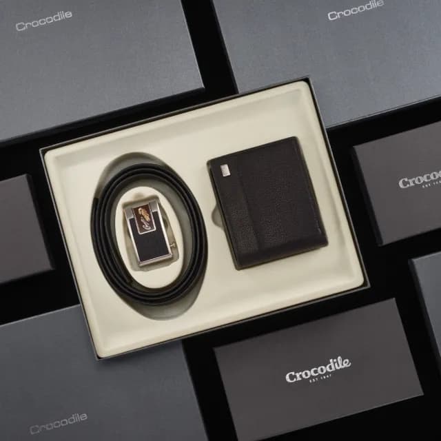 【Crocodile】父親節禮物 真皮包包 皮夾 紳士皮帶 自動皮帶 兩件式禮盒組 送禮推薦 -鱷魚皮件(多款任選)