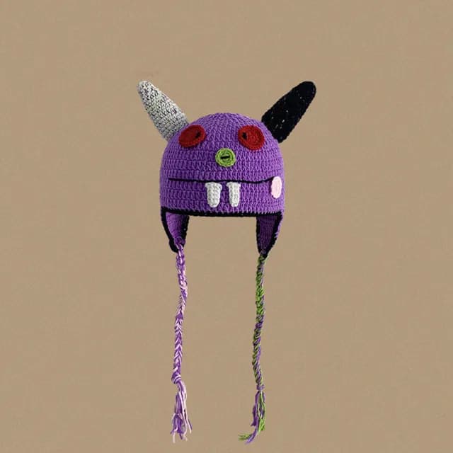 【SKYOCEAN】惡魔款毛帽(卡通搞怪可愛頭套針織毛線帽冬季聖誕交換禮物萬聖節)