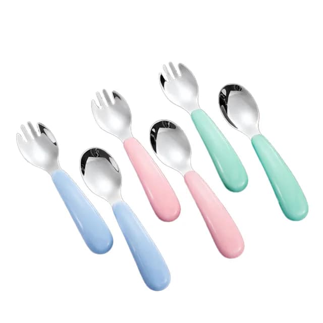 【璞澤家居】304不鏽鋼 兒童隨身餐具組 叉子 湯匙 環保餐具(附贈收納盒)