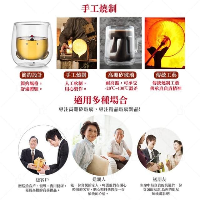 【典贊創意】吐舌熊雙層玻璃杯(吐舌熊雙層玻璃杯生日禮物水杯玻璃杯保溫杯交換禮物保冰隔熱)