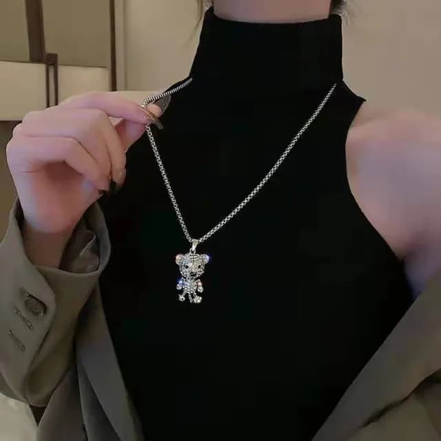 【Umi】可愛滿鑽四肢可動老虎項鍊(嘻哈個性百搭吊墜長款毛衣鏈)