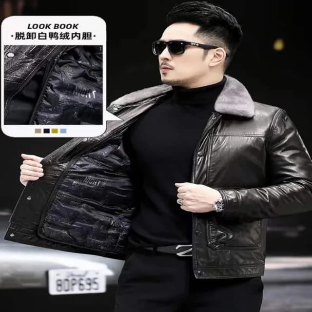 【巴黎精品】父親節禮物 真皮皮衣機車夾克(男士商務立領水貂毛羊皮機車夾克男外套4色v1ao80)
