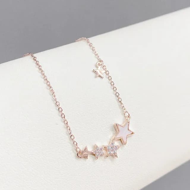 【Umi】韓式東大門簡約奢華時尚優雅百搭銀項鍊180(浪漫天空星星造型微鑲鑽 韓劇 精緻情人節禮物)