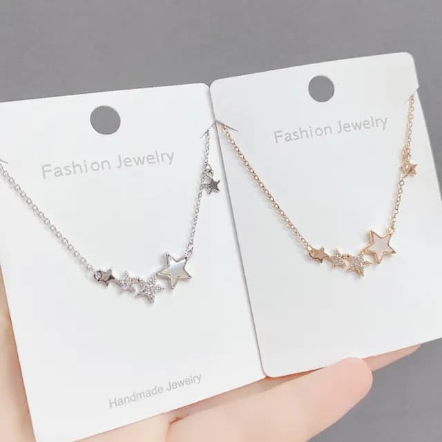 【Umi】韓式東大門簡約奢華時尚優雅百搭銀項鍊180(浪漫天空星星造型微鑲鑽 韓劇 精緻情人節禮物)