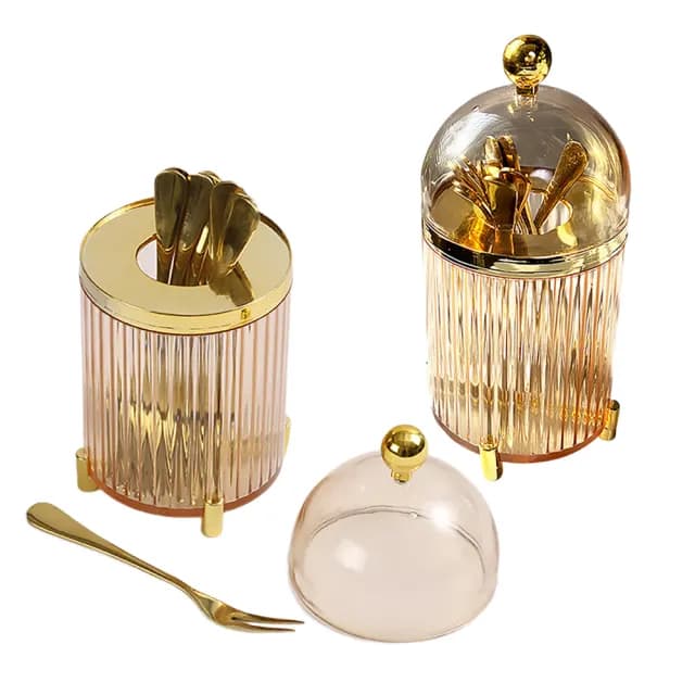 【家擺設】ins304不鏽鋼水果叉帶蓋收納筒-含10叉(蛋糕叉子 甜點叉 果叉 點心 餐具 置物盒 收納盒 飾品盒)