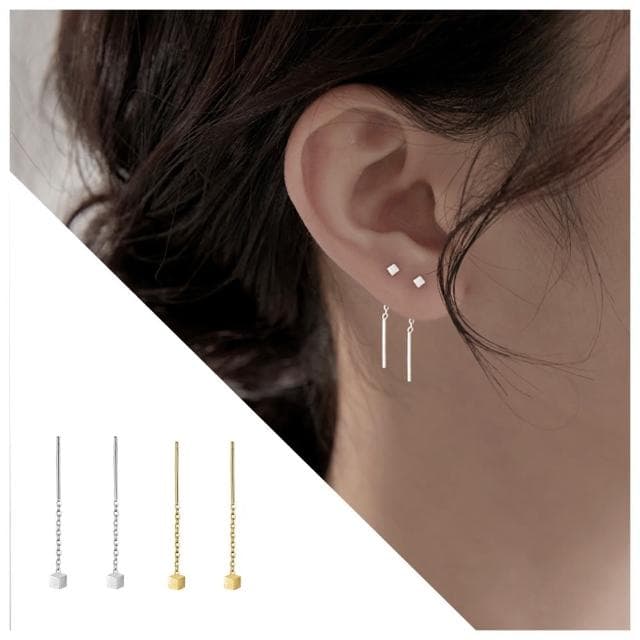【HaNA 梨花】母親節禮物 韓國唯一極簡．迷你小方塊耳線耳環(針式耳環 耳飾 耳圈 耳釘 耳扣)