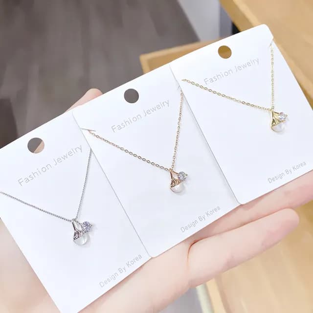 【Umi】韓式東大門簡約奢華時尚優雅百搭銀項鍊(閃耀貓眼石櫻桃造型單鑽 韓劇 精緻情人節禮物)