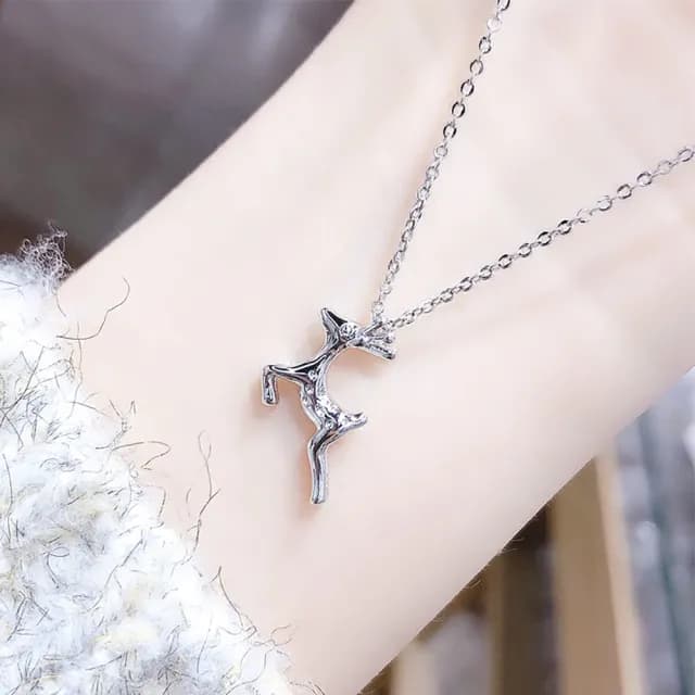 【Umi】韓式東大門簡約奢華時尚優雅百搭銀項鍊(浪漫小鹿麋鹿造型 韓劇 精緻情人節禮物)