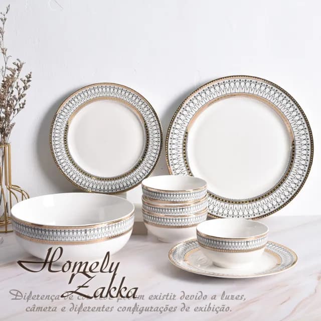 【Homely Zakka】歐式復古描金陶瓷餐盤碗餐具_大圓湯碗20cm(湯盤 餐具 餐盤 盤子 器皿)