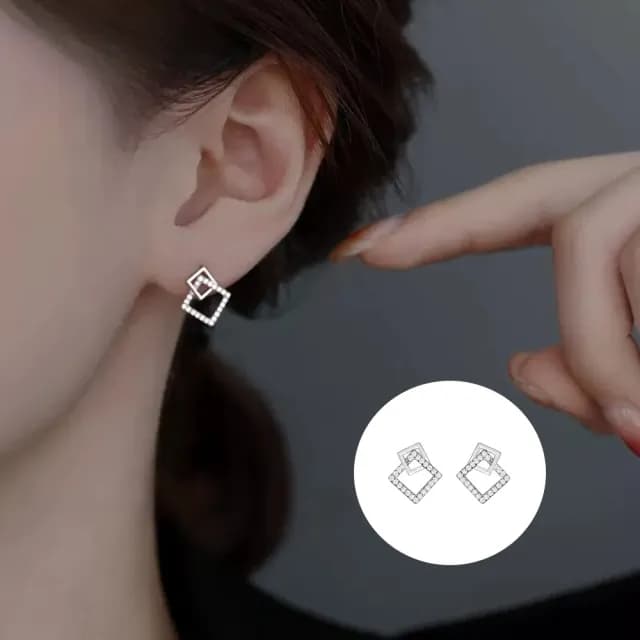 【A&R】s925純銀幾何鏤空方塊耳環(抗過敏 四方形 正方形 耳針 情人節 生日禮物)