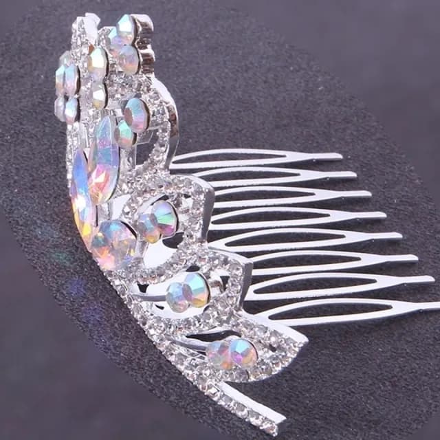 【橘魔法】菱形炫彩水鑽公主皇冠髮插(銀色 飾品 髮飾 女童 童裝 花童 禮服 畢業典禮)