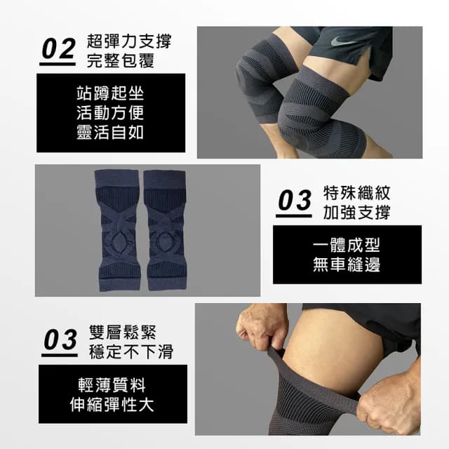 【Qi Mei 齊美】石墨烯健康能量護膝1雙組-台灣製(石墨烯 運動 護具 護膝 一體成形 父親節禮物)