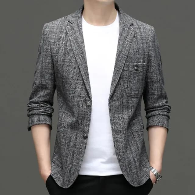 【米蘭精品】現貨+預購 西裝外套休閒西服(格子毛呢修身春秋男外套父親節禮物2色74eb34)